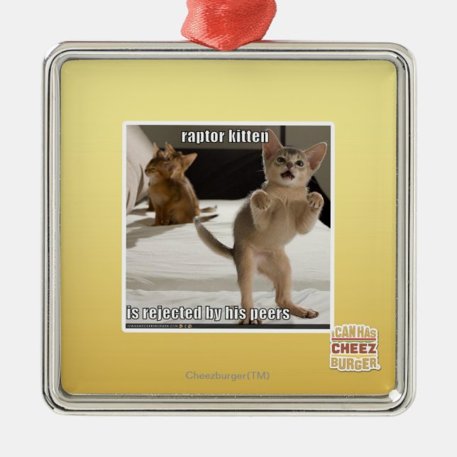 Ornamento De Metal Gatinho do raptor (Frente)