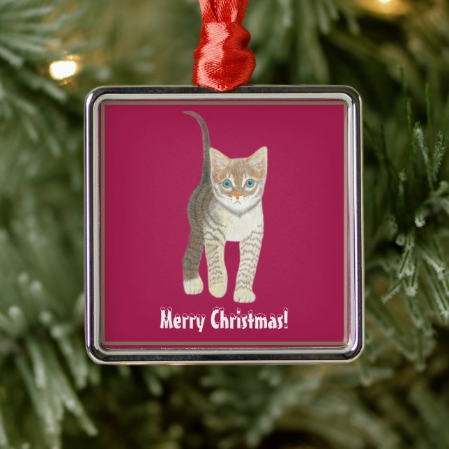 Ornamento De Metal Gatinho Malhado (Árvore)