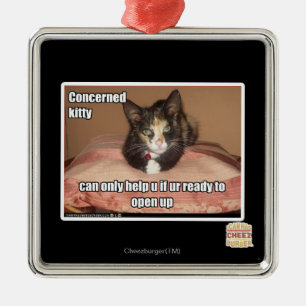 Ornamento De Metal Gatinho preocupado
