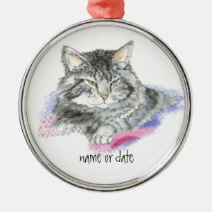 Ornamento De Metal Gato bonito feito sob encomenda do nome ou da