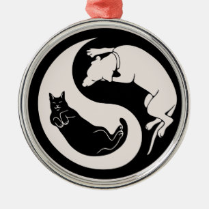 Ornamento De Metal Gato-Cão Yin-Yang