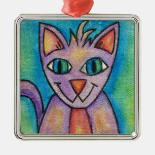 Ornamento De Metal Gato de Gatinho Púrpura Rosa
