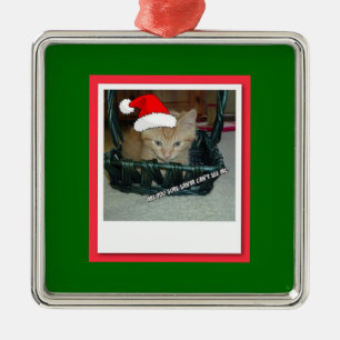 Ornamento De Metal Gato de Gato de Gato de Tabby de Laranja Natal