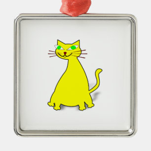 Ornamento De Metal Gato de gordura amarelo