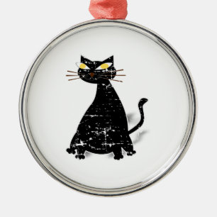 Ornamento De Metal Gato de Gordura Preta Distante