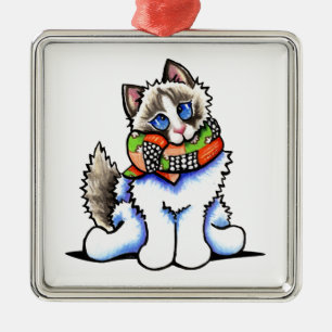 Ornamento De Metal Gato de Ragdoll todo o Dolled acima