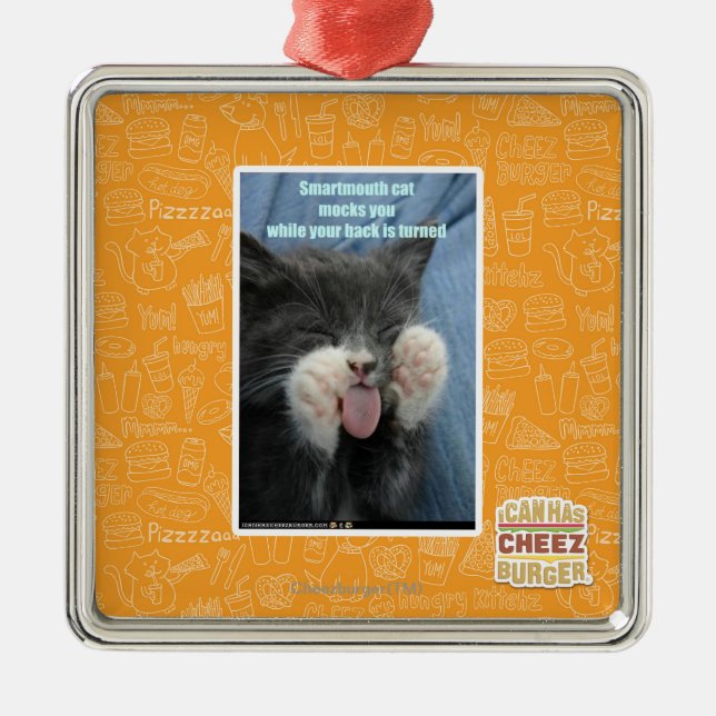 Ornamento De Metal Gato de Smartmouth (Frente)