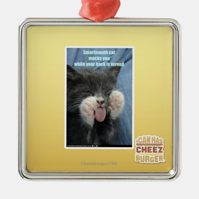 Ornamento De Metal Gato de Smartmouth (Frente)