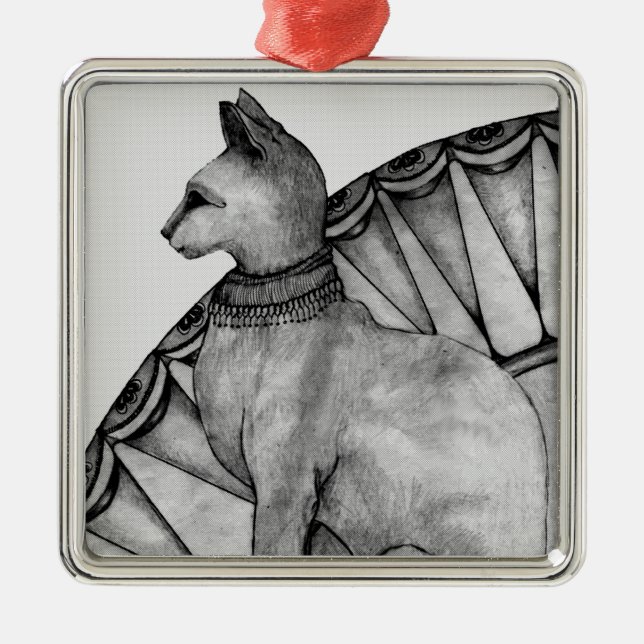 Ornamento De Metal Gato do azevinho (Frente)