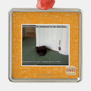 Ornamento De Metal Gato do porão, desorientado leve