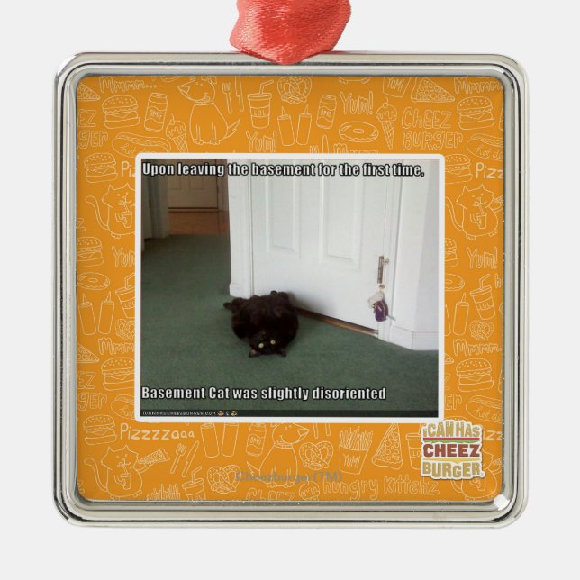 Ornamento De Metal Gato do porão, desorientado leve (Frente)