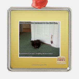 Ornamento De Metal Gato do porão, desorientado leve