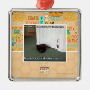 Ornamento De Metal Gato do porão, desorientado leve