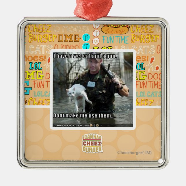 Ornamento De Metal Gato e arma molhados (Frente)