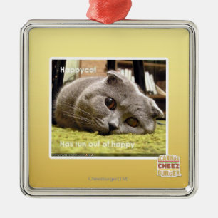 Ornamento De Metal Gato feliz, fora de feliz