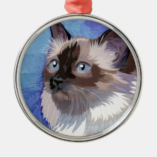 Ornamento De Metal Gato Himalaia Siamese de cabelos compridos