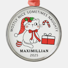 Ornamento De Metal Gato Malvado com Natal