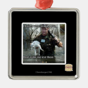 Ornamento De Metal Gato molhado e arma