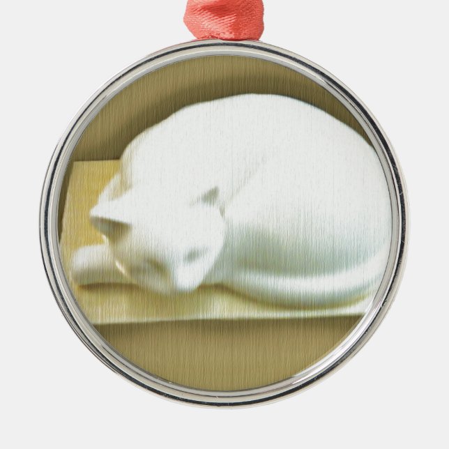 Ornamento De Metal Gato na Dourada Caixa II (Frente)