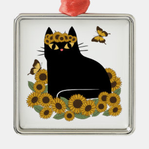 Ornamento De Metal Gato preto hippie meio século