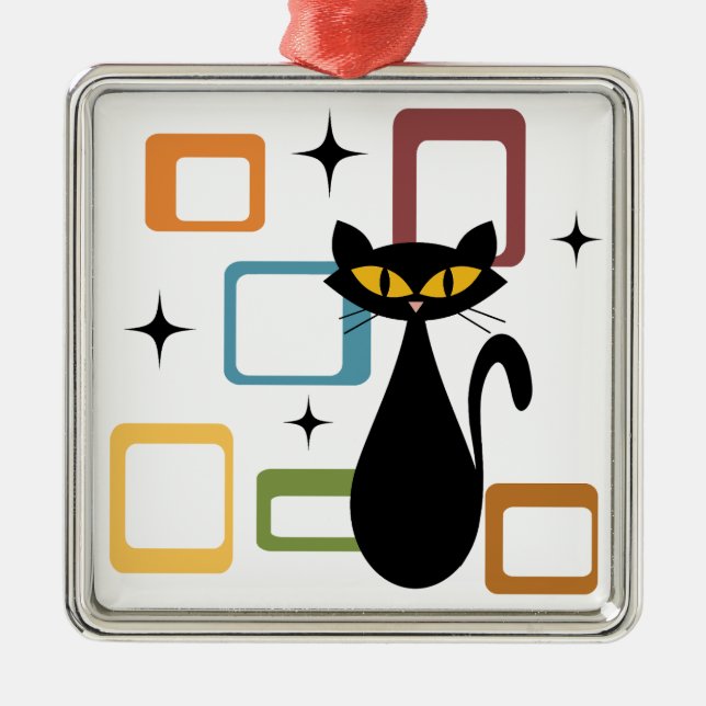 Ornamento De Metal gato preto meio século (Frente)