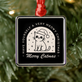 Ornamento De Metal Gatos amantes do Natal engraçados desejos de preto