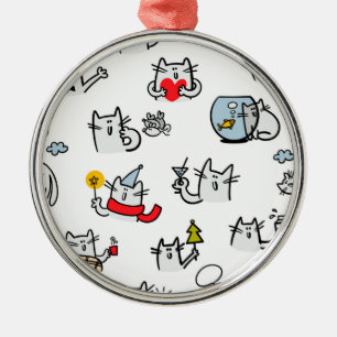 Ornamento De Metal Gatos engraçados, leite e magia.