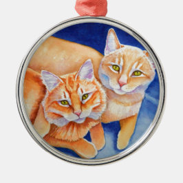 Ornamento De Metal Gatos Laranja De Corte