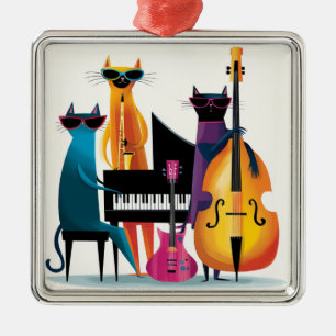 Ornamento De Metal Gatos Músicos de Jazz Legal