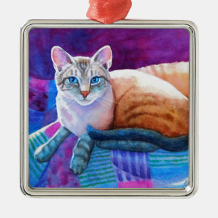 Ornamento De Metal Gatos Siamese do ponto do lince