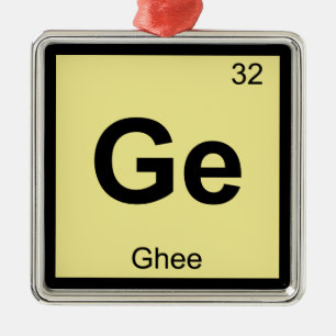 Ornamento De Metal Ge - Química da Manteiga Ghee Símbolo da Tabela Pe