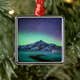 Ornamento De Metal Gelo e neve Aurora Borealis Via Látea Islândia