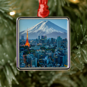 Ornamento De Metal Gelo e neve Linha telefônica do Monte Fuji & Tok