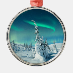 Ornamento De Metal Gelo e neve Luzes Nortes, Lapónia, Finlândia