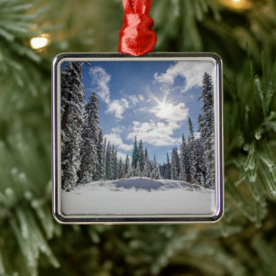 Ornamento De Metal Gelo e neve   Sunrise Winter Snow Alberta, Canadá