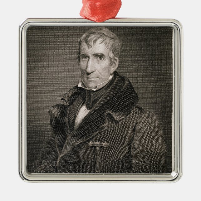 Ornamento De Metal General principal William Henry Harrison, gravado (Frente)