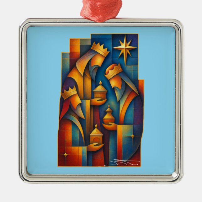 Ornamento De Metal Geometric Magi - Three Wise Men Christmas Star Art (Frente)