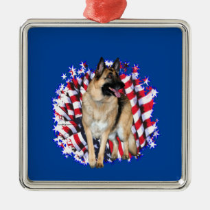 Ornamento De Metal German shepherd Patriot