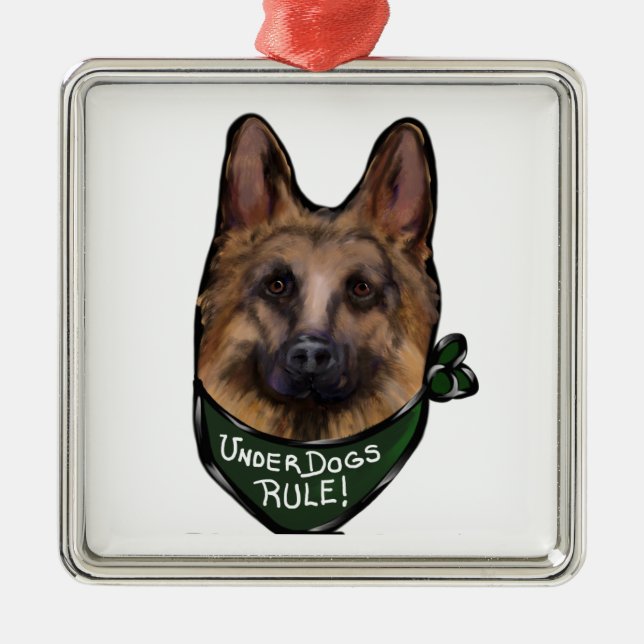Ornamento De Metal German shepherd Underdog (Frente)