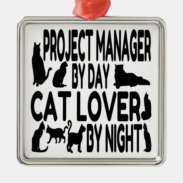 Ornamento De Metal Gestor de Projetos do Cat Lover (Frente)