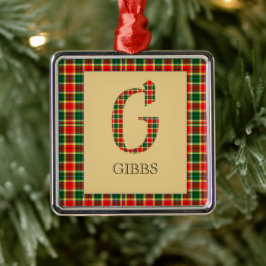 Ornamento De Metal Gibbs Tartan Monograma G