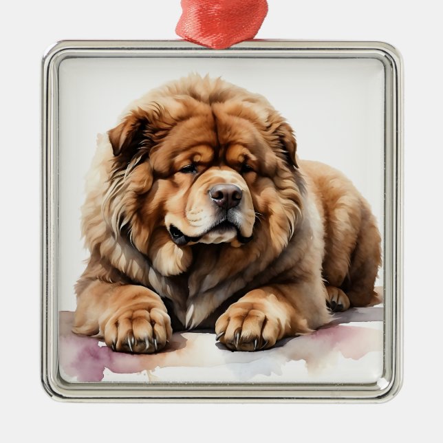 ORNAMENTO DE METAL GIGANTE FLUFY TIBETAN MASTIFF DOG (Frente)