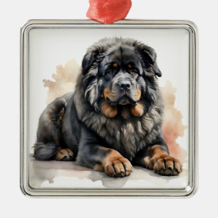 ORNAMENTO DE METAL GIGANTE FLUFY TIBETAN MASTIFF DOG