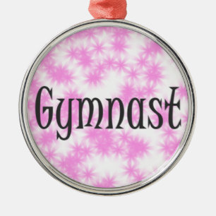 Ornamento De Metal Ginasta Rosa e Branco