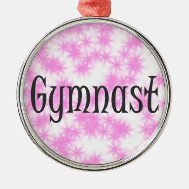 Ornamento De Metal Ginasta Rosa e Branco (Frente)