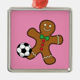 Ornamento De Metal Gingerbird Man Jogando Futebol