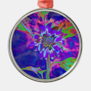 Ornamento De Metal Girassol floral púrpura Elegante