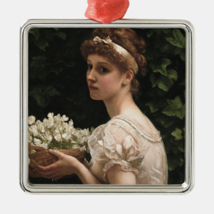 Ornamento De Metal Girl With Pea Blossoms (por Edward Poynter)