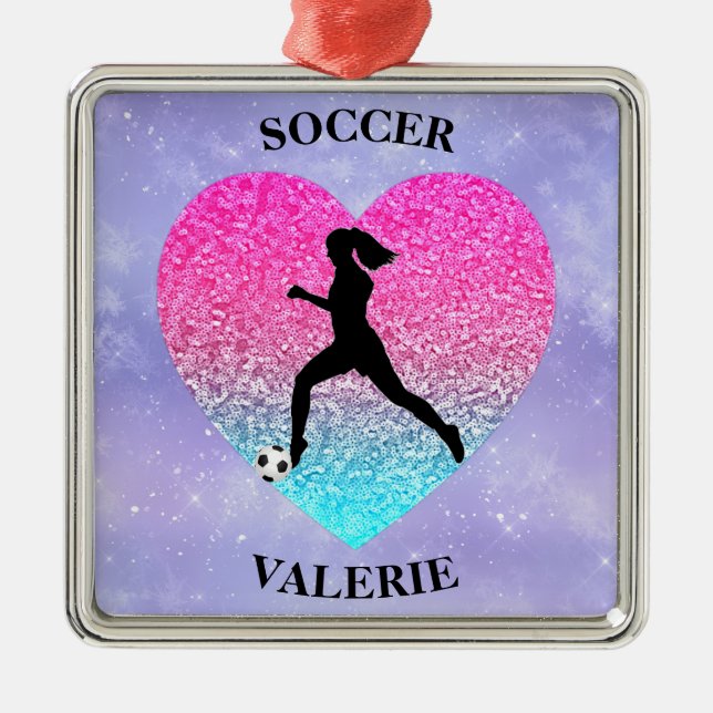 Ornamento De Metal Girls Love Soccer (Frente)