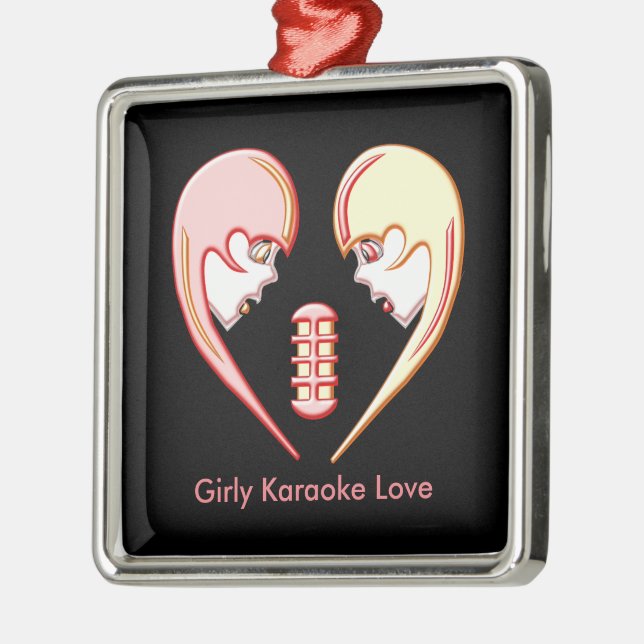 Ornamento De Metal Girly BFF Karaoke Love Heart (Esquerda)